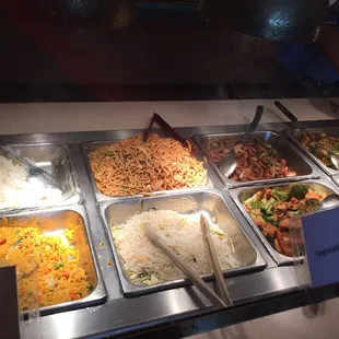 Buffet with reasonably warm food.