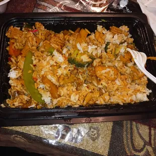 Chicken ,vegetables and steam rice actual plate size. Good portion good price too