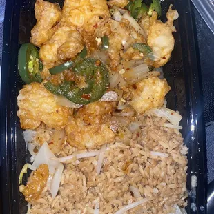 Salt &amp; pepper shrimp w/ fried rice
