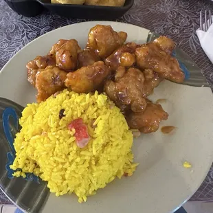 General tso's chicken lunch meal