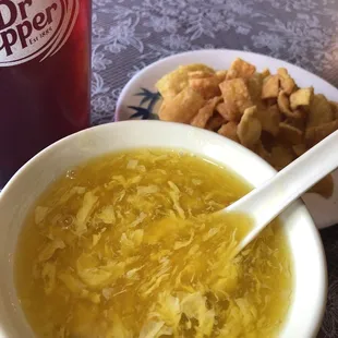 Egg drop soup, hot and delicious