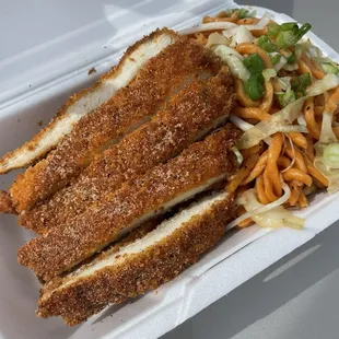 Katsu chicken and chow mein