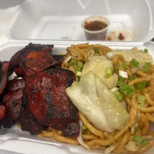 Pork Riblet &amp; Chow mein &amp; house chili sauce
