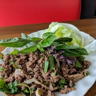 Beef Larb was seasoned very well and perfect spiciness