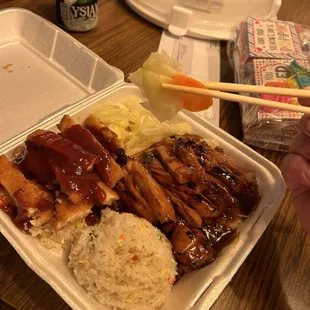 Katsu and teriyaki combo with fried rice