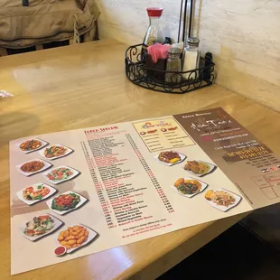 a menu on a table in a restaurant