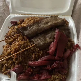 Asked for extra sauce, got extra dry beef teriyaki.