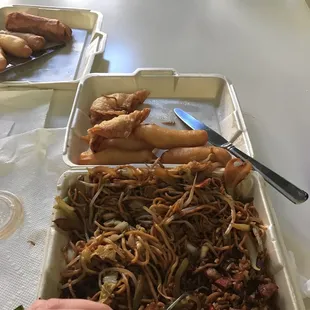 Veggie lo mein/ app combo. All of this for $12.