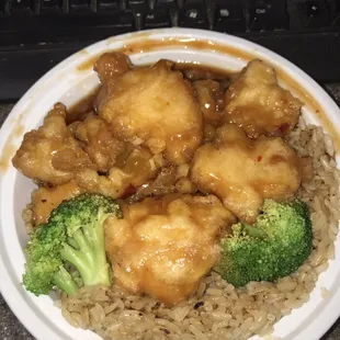 Lunch size General TSO's Chicken. Very tasty.