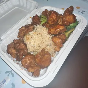Kung pao chicken and broccoli