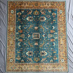 Modern green and gold Aryana rug 8x10