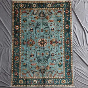 Modern green and blue Aryana rug 5x7