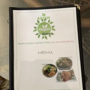 Front of restaurant menu