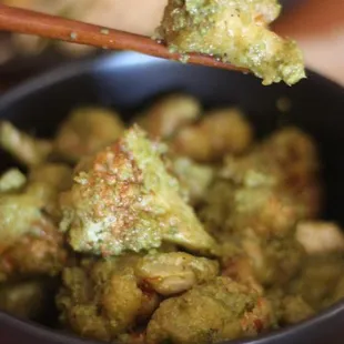 Vegan Wings in Basil Jalapeño sauce.
