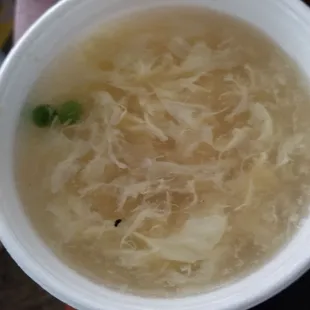 Egg drop soup. Bland.