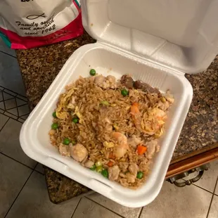 Combo fried rice, HALF EMPTY, with no discount