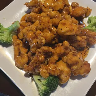 General Tso Chicken, dinner portion. Heaping side of rice not pictured.