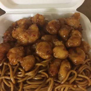 Orange chicken and general tso chicken.