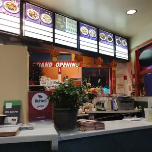 the counter and menus