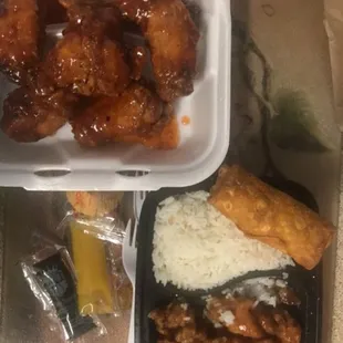 C9. Scallion Chicken Dinner Combination and 4. Honey Wings