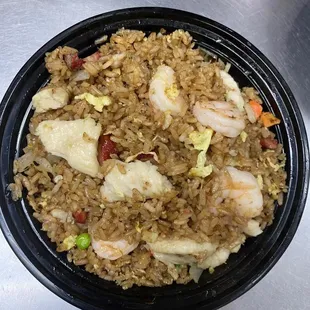 shrimp and rice in a bowl