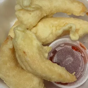 fried food in a styrofoam container