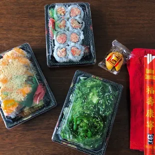 a variety of sushi and rolls