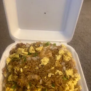 Chicken and shrimp fried rice, extra egg.