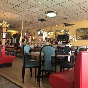 Looking into restaurant from waiting area.