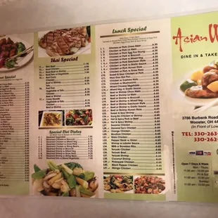 the menu for the restaurant