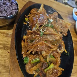 Pork bulgogi...comes with purple rice. So good!
