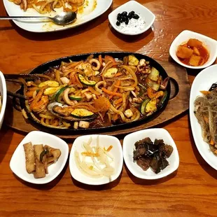 Jajangmyun Stir fried seafood noodle Japchae