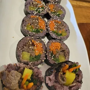 Kimbap...with purple rice. Yummm