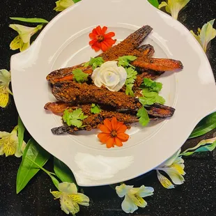 Horse carrots from Asiana Market - Carrots with Mole Dust and Lime Sour Cream Rose