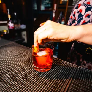 Bartender making cocktail