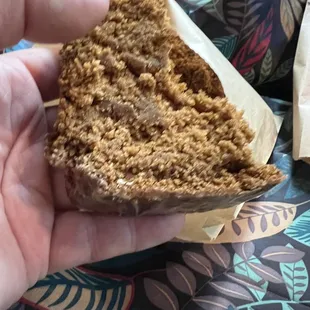 Slice of pumpkin bread (it broke, half was in the bag)