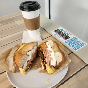 &quot;The OG&quot; Smoked Salmon, eggs, bacon, sausage, American cheese, chive cream cheese. Best Smoked Salmon breakfast sandwich in VB for only $14!