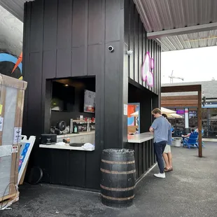 the entrance to the coffeehouse