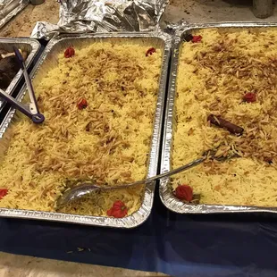 Mandi rice, lamb, salad