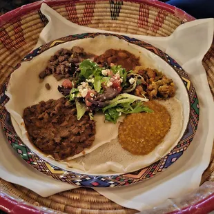 Meat Combo for 2 (more injera served on the side)