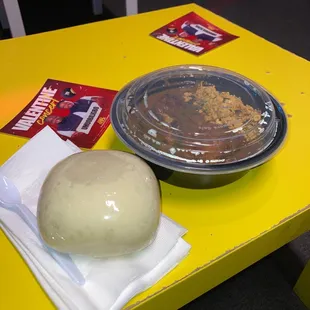 Half Egusi/half ogbono with chicken!