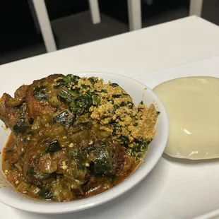 Half okra (left) half Egusi (right) sooo tasty