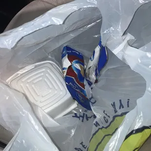 My bag of goodies from their ready made meals!