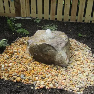 a rock in a garden
