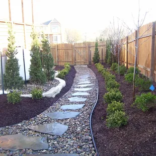 Stone &amp; Rock Pathway &amp; Mulch &amp; Shrub Installation