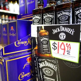 a display of liquor bottles