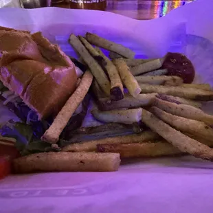 Burger and fries.