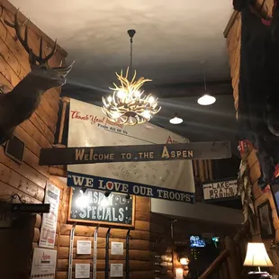 a deer head mounted on the wall