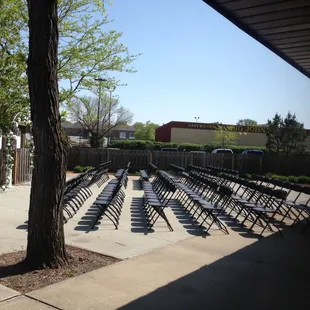 Outside patio, this was the seating option I used.