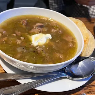 Green chili. It's very tasty, more like a soup than a stew.
